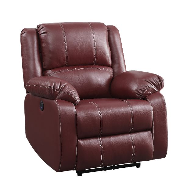 Acme - Zuriel Power Motion Recliner W/USB 52153 Red Synthetic Leather