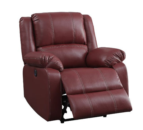 Acme - Zuriel Power Motion Recliner W/USB 52153 Red Synthetic Leather