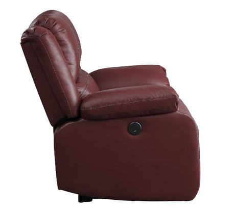 Acme - Zuriel Power Motion Recliner W/USB 52153 Red Synthetic Leather