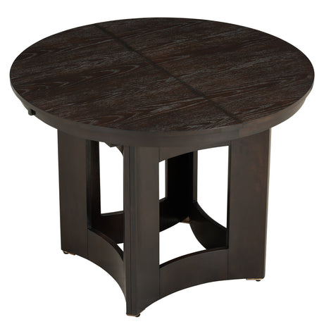 TOPMAX Farmhouse Extendable Round Dining Table Set for 4, 5-Piece Kitchen Table Set with 4 Upholstered Chairs and 16inch Removable Leaf for Small Places, Espresso+Beige - sold by Home Elegance USA