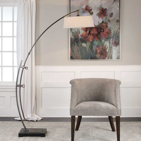 Calogero Arc Floor Lamp - Bronze / Beige by Uttermost - View 2