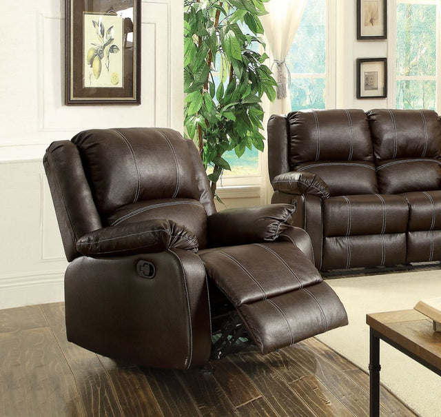 Acme - Zuriel Motion Rocker Recliner 52282 Brown Synthetic Leather