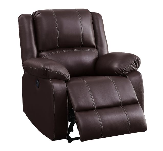 Acme - Zuriel Power Motion Recliner W/USB 52284 Brown Synthetic Leather