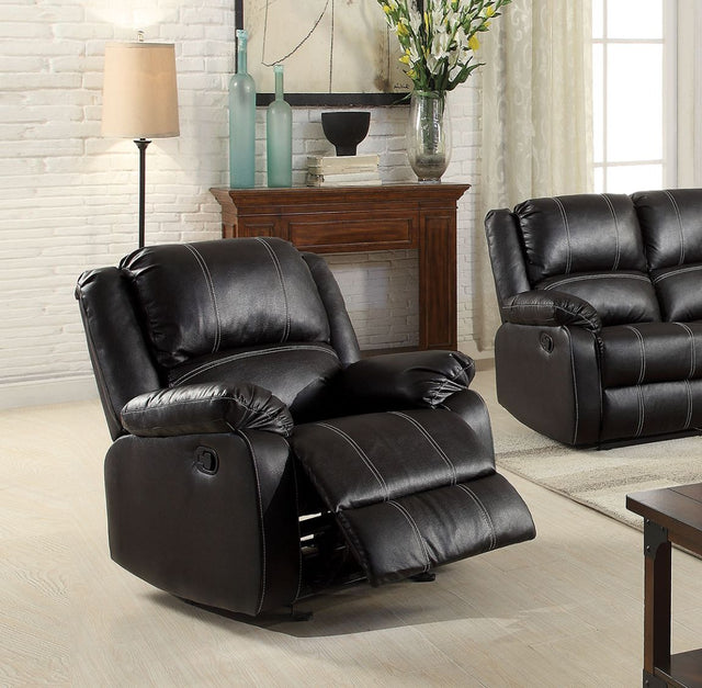 Acme - Zuriel Motion Rocker Recliner 52287 Black Synthetic Leather