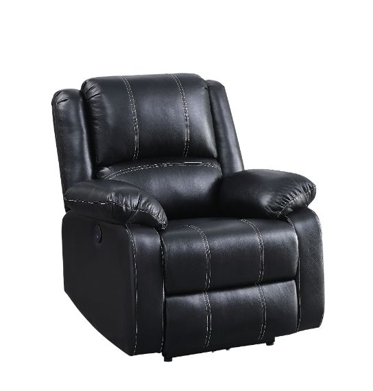 Acme - Zuriel Power Motion  Recliner W/USB 52288 Black Synthetic Leather