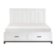 White Finish California King Platform Bed with Storage Drawers Wooden Bedroom Furniture 1pc