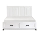 White Finish California King Platform Bed with Storage Drawers Wooden Bedroom Furniture 1pc