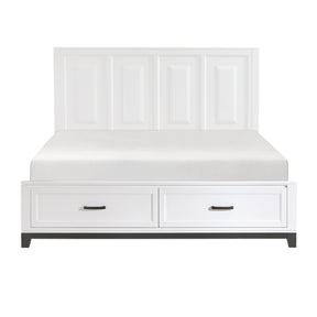 White Finish California King Platform Bed with Storage Drawers Wooden Bedroom Furniture 1pc