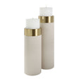 Wessex Pillar Candleholders (Set Of 2) - White / Gold by Uttermost - View 1