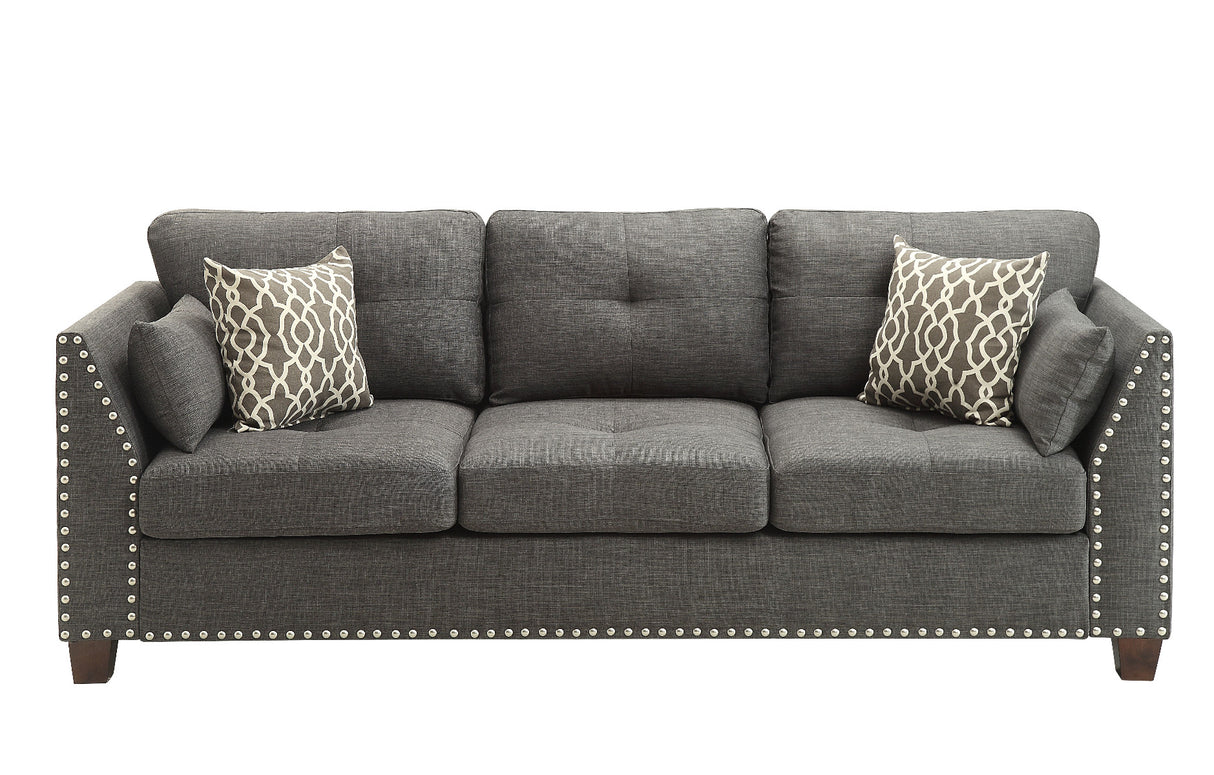 Acme - Laurissa Sofa W/4 Pillows 52405 Light Charcoal Linen