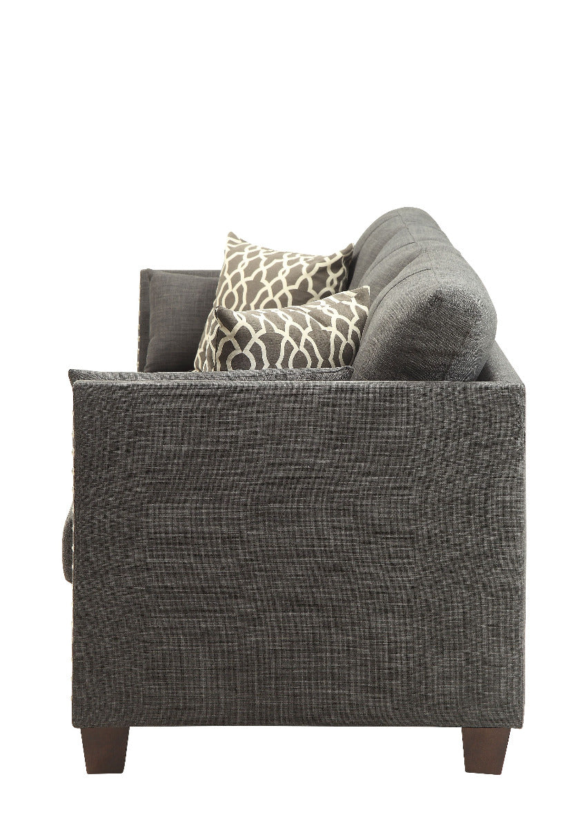 Acme - Laurissa Sofa W/4 Pillows 52405 Light Charcoal Linen