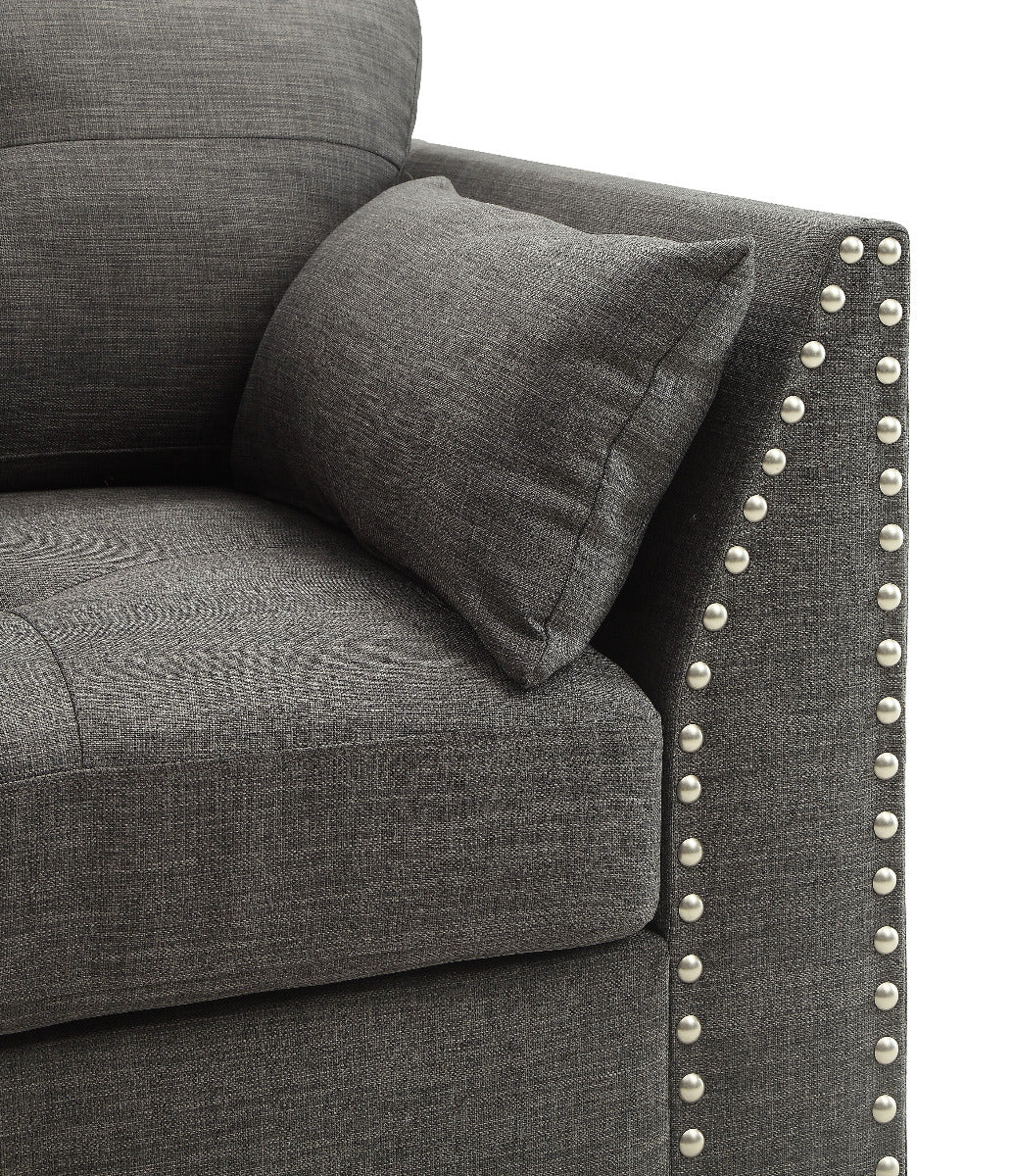 Acme - Laurissa Sofa W/4 Pillows 52405 Light Charcoal Linen