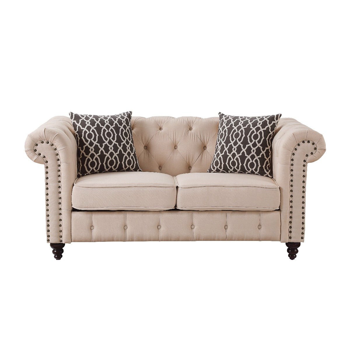 Aurelia Loveseat W/2 Pillows 52421 Beige Linen | Acme | Home Elegance USA