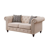 Aurelia Loveseat W/2 Pillows 52421 Beige Linen | Acme | Home Elegance USA