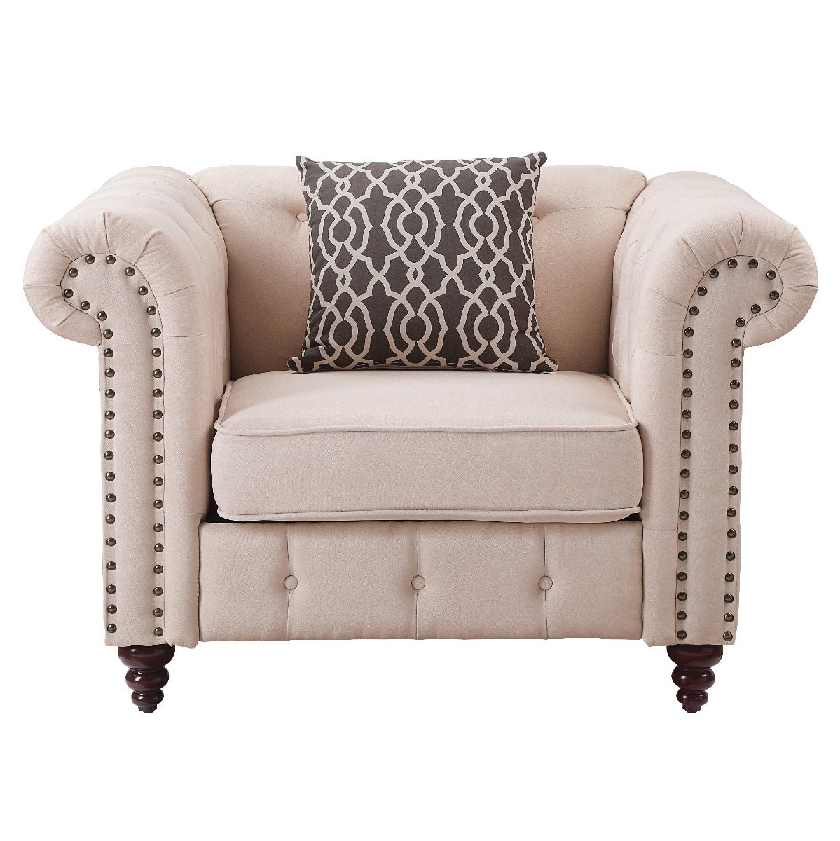 Acme - Aurelia Chair W/Pillow 52422 Beige Linen