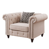 Acme - Aurelia Chair W/Pillow 52422 Beige Linen
