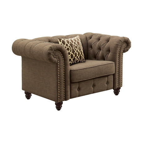 Aurelia Chair W/Pillow 52427 Brown Linen | Acme - 52427 - Home Elegance USA - 1