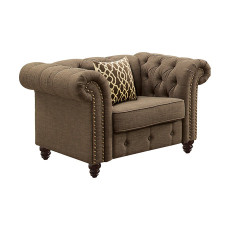 Acme - Aurelia Chair W/Pillow 52427 Brown Linen