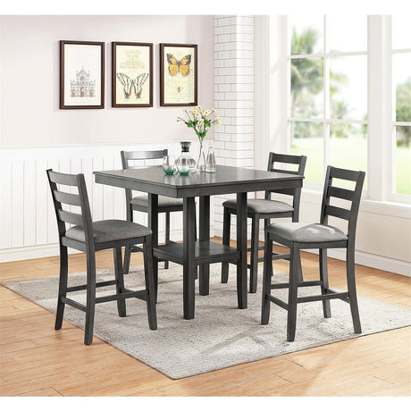 5 Piece Counter Height Dining Set in Grey - B01682319 - image - 1