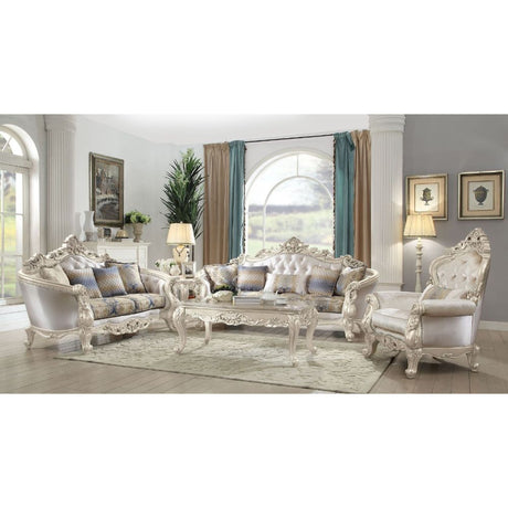 Acme - Gorsedd Sofa W/5 Pillows 52440 Fabric & Golden Ivory Finish