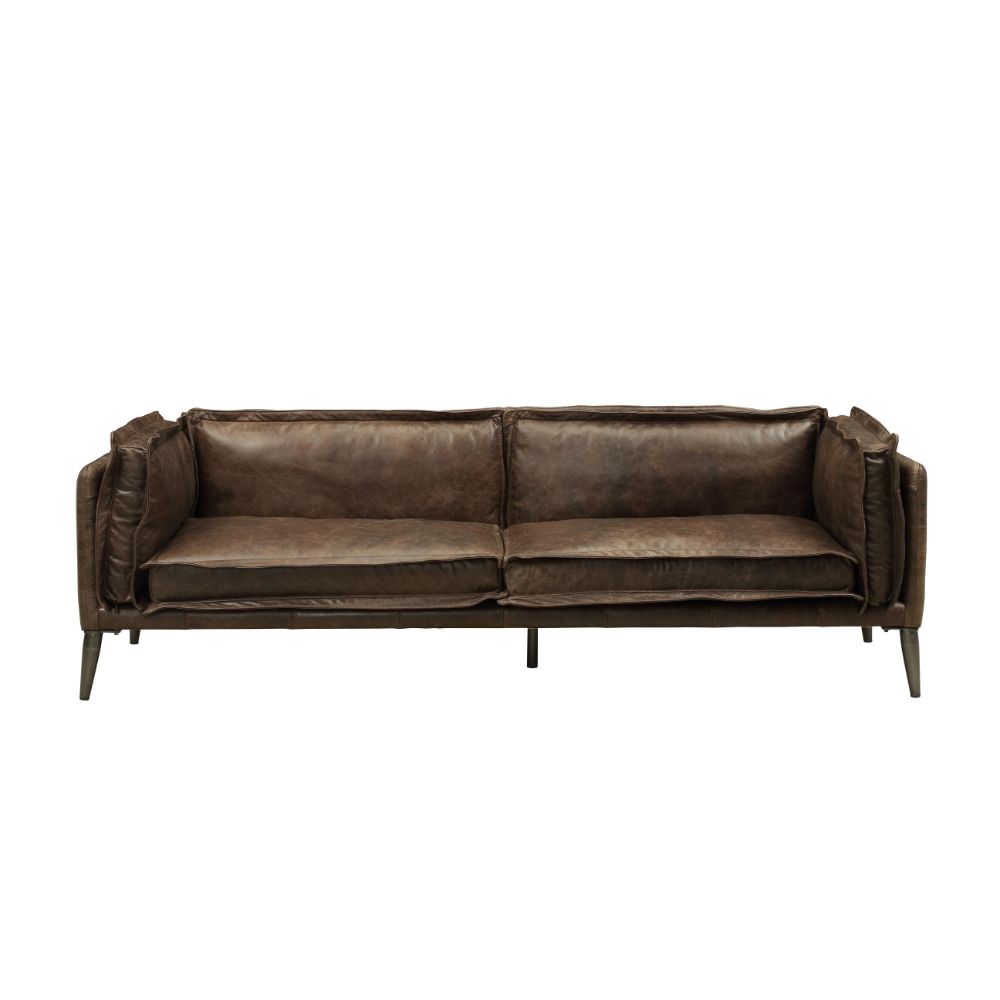 Acme - Porchester Sofa 52480 Distress Chocolate Top Grain Leather