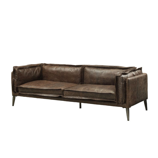 Acme - Porchester Sofa 52480 Distress Chocolate Top Grain Leather