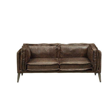 Acme - Porchester Loveseat 52481 Distress Chocolate Top Grain Leather