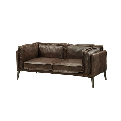 Acme - Porchester Loveseat 52481 Distress Chocolate Top Grain Leather