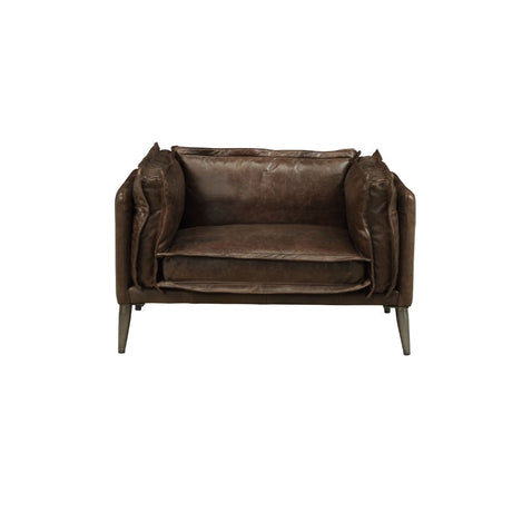 Acme - Porchester Chair 52482 Distress Chocolate Top Grain Leather