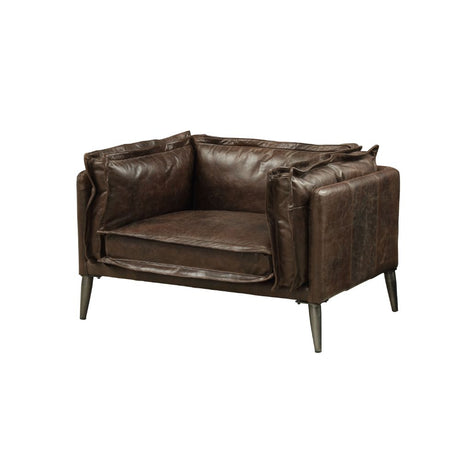 Acme - Porchester Chair 52482 Distress Chocolate Top Grain Leather