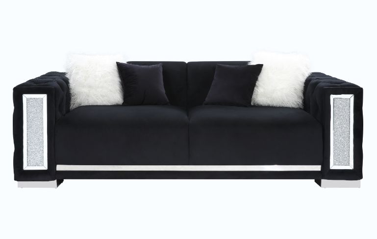 Acme - Trislar Sofa W/4 Pillows (Same Lv01397) 52525 Black Velvet