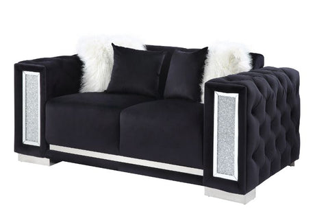 Acme - Trislar Loveseat W/4 Pillows (Same Lv01398) 52526 Black Velvet