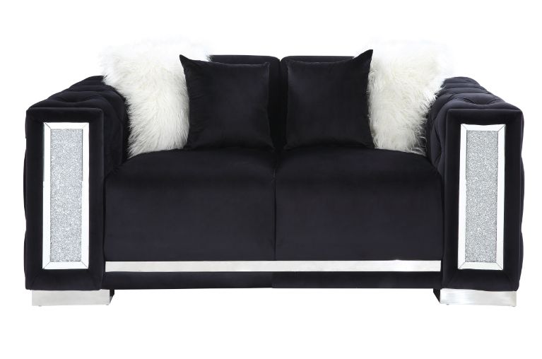 Acme - Trislar Loveseat W/4 Pillows (Same Lv01398) 52526 Black Velvet