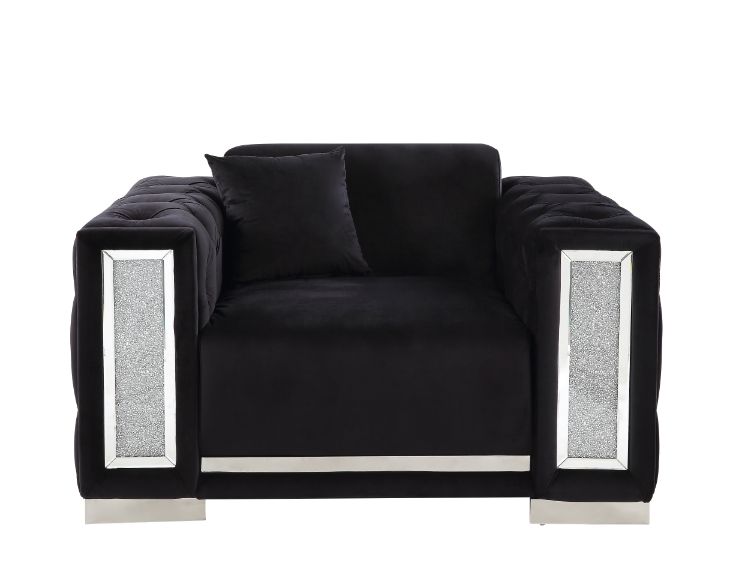 Acme - Trislar Chair W/Pillow (Same Lv01399) 52527 Black Velvet