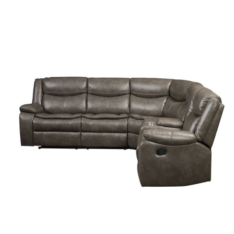 Acme - Tavin Motion Sectional Sofa 52540 Taupe Leather-Aire Match