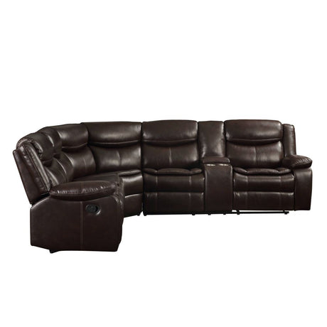 Acme - Tavin Motion Sectional Sofa 52545 Espresso Leather-Aire Match