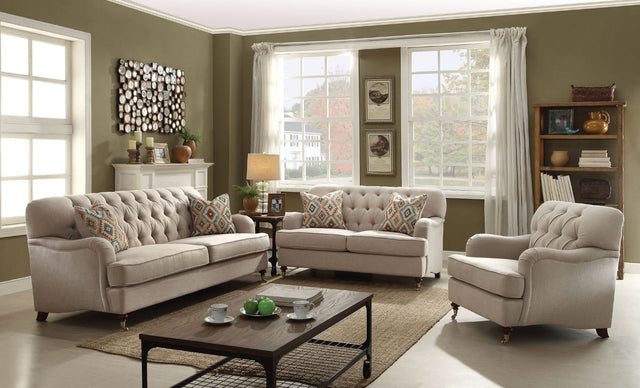 Alianza Sofa W/2 Pillows 52580 Beige Fabric | Acme | Home Elegance USA