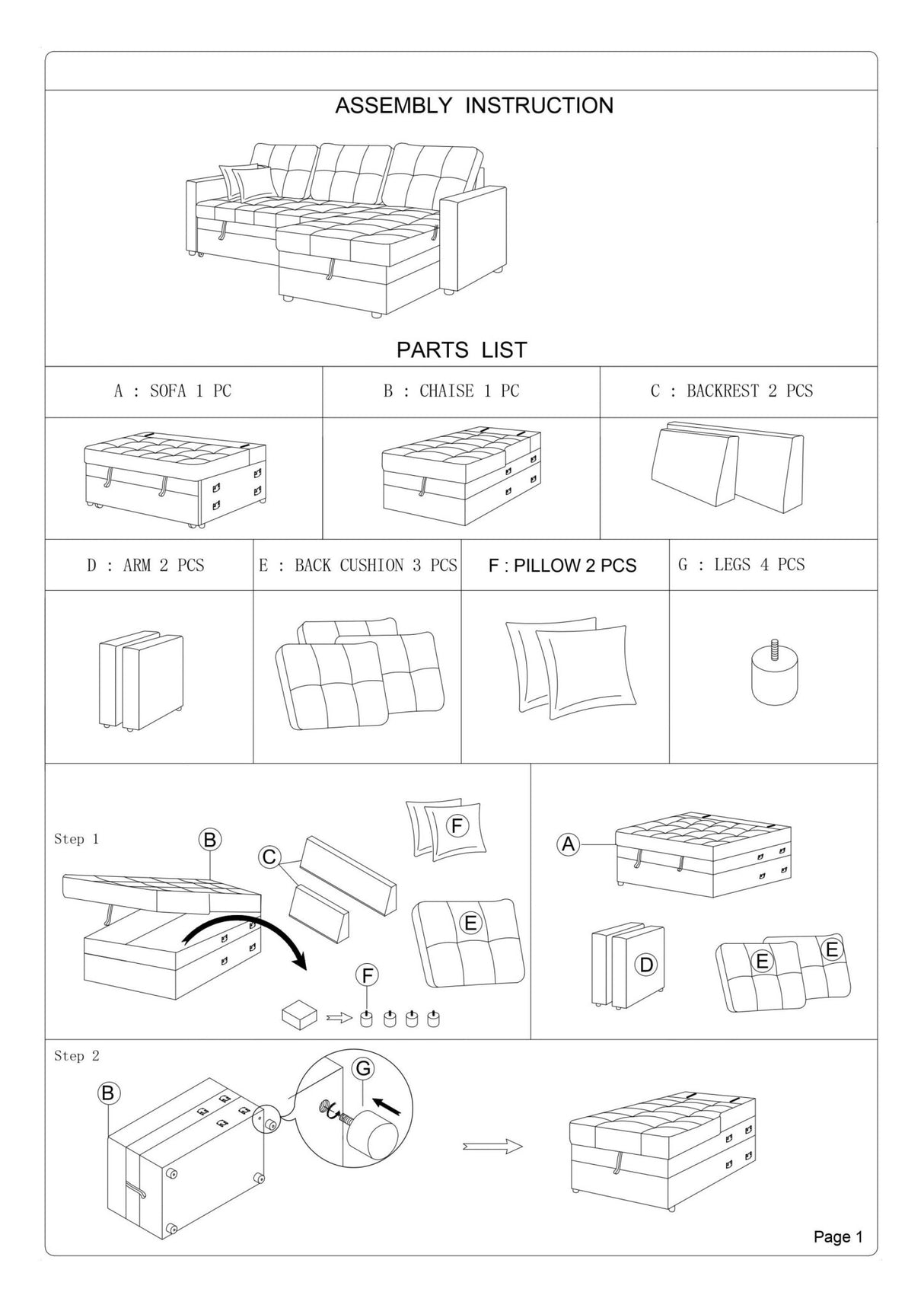 Blue Grey Convertible Sectional Pull Out Bed Sofa Chaise Reversible Storage Chaise Polyfiber Tufted Couch Lounge - HS00F6593 - ID - AHD - Home Elegance USA - 12