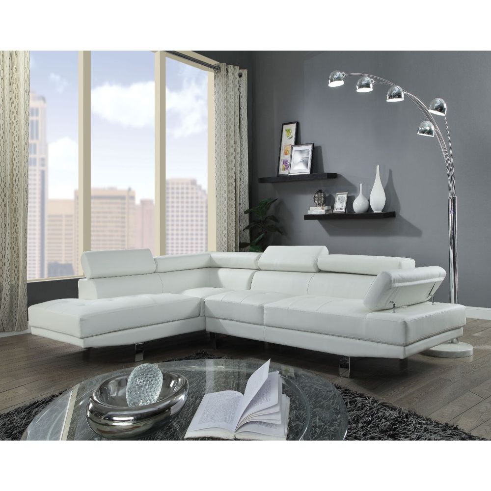 Acme - Connor Sectional Sofa 52645 Cream Synthetic Leather