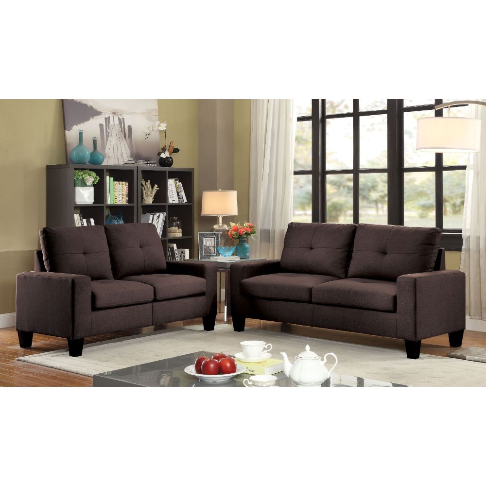 Acme - Platinum II Sofa & Loveseat 52730 Chocolate Linen