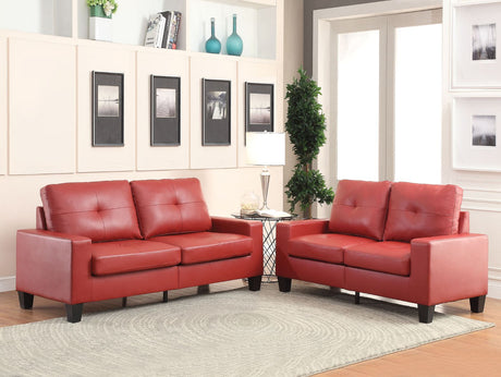 Acme - Platinum II Sofa & Loveseat 52745 Red Synthetic Leather