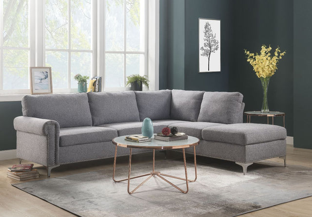 Acme - Melvyn Sectional Sofa 52755 Gray Fabric