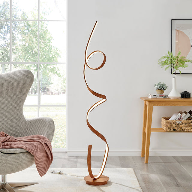 Amsterdam LED Dimmable 63" Floor Lamp // Wood  | Finesse - Home Elegance USA
