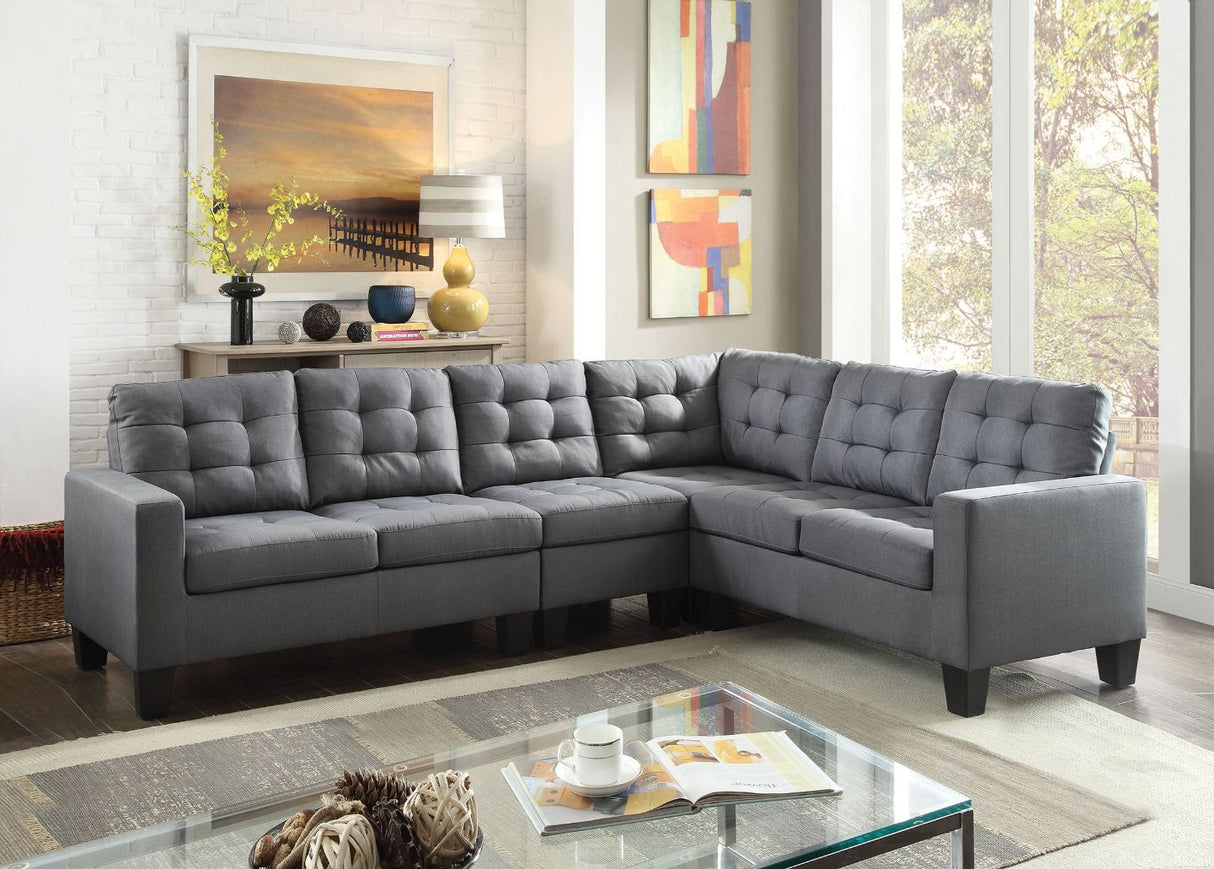 Acme - Earsom Sectional Sofa 52760 Gray Linen