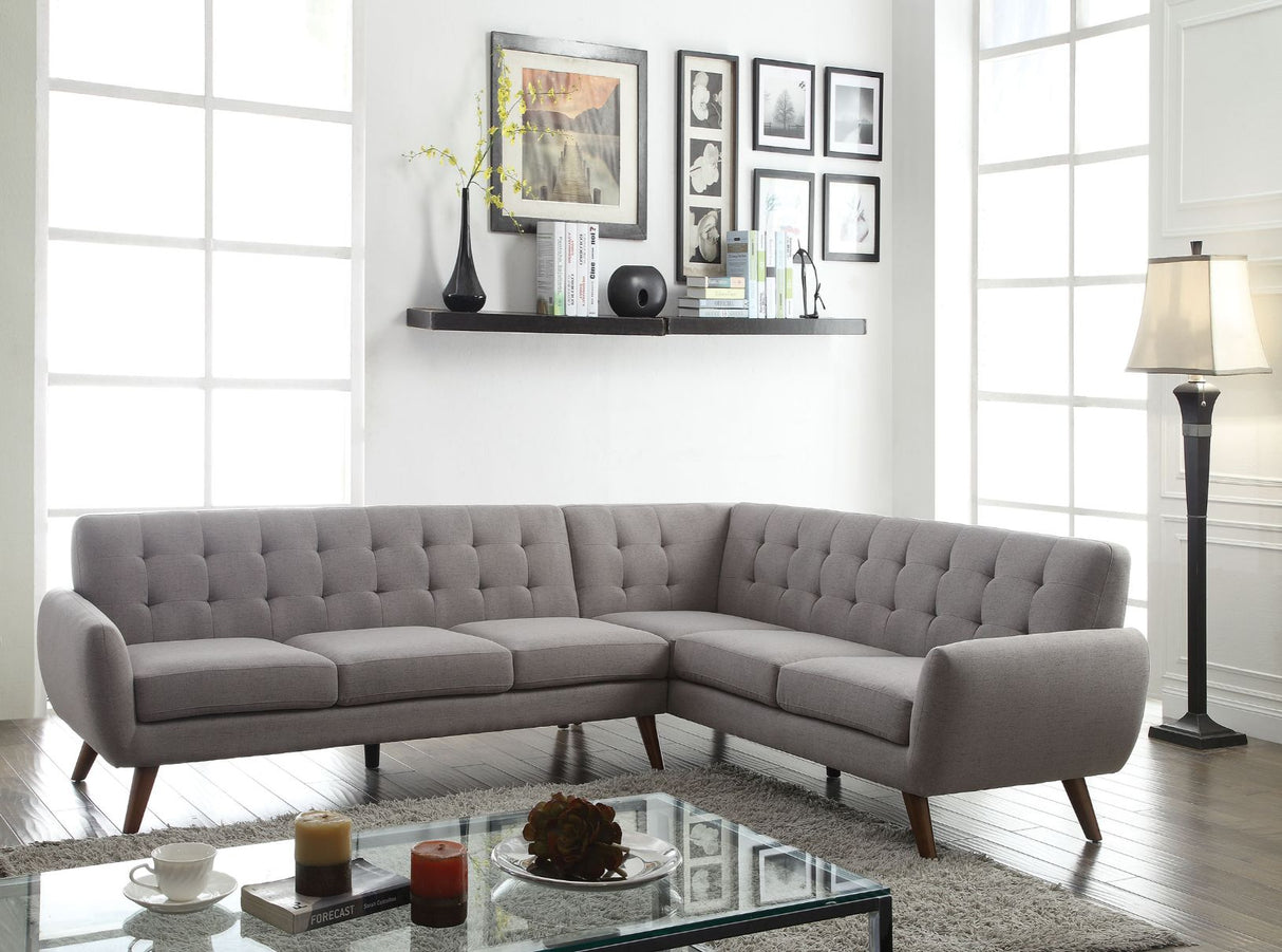 Acme - Essick Sectional Sofa 52765 Light Gray Linen