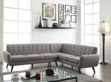 Acme - Essick Sectional Sofa 52765 Light Gray Linen