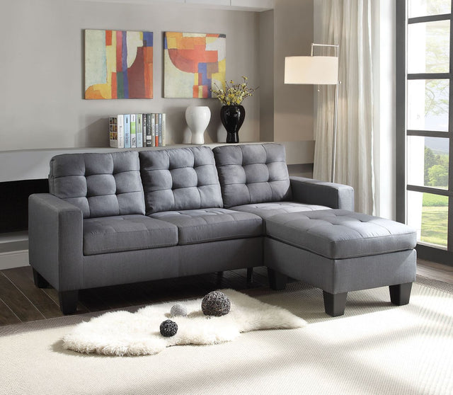 Acme - Earsom Reversible Sofa & Ottoman 52775 Gray Linen