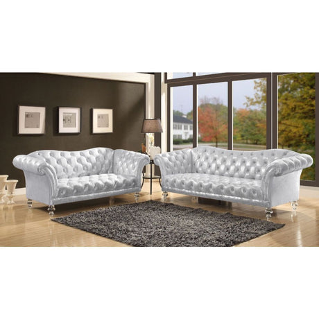 Acme - Dixie Loveseat 52781 Metallic Silver Finish