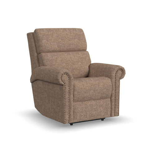 Bernard Power Fabric Recliner With Power Headrest & Lumbar, Nailhead Trim | Flexsteel