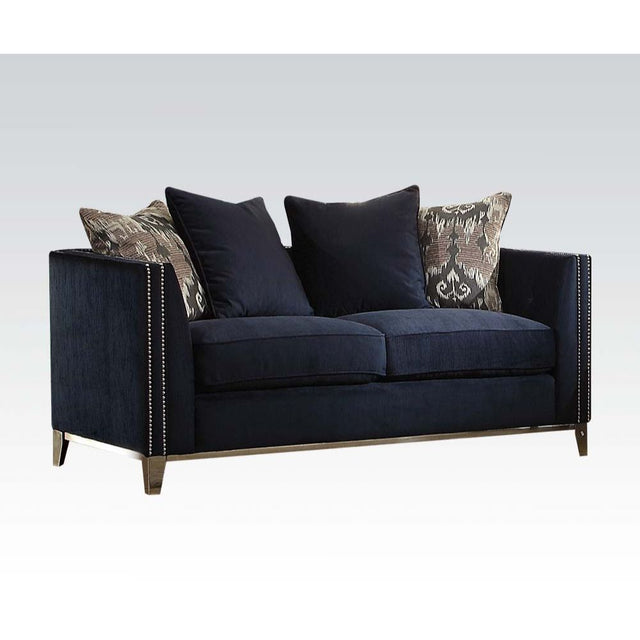 Acme - Phaedra Loveseat W/4 Pillows 52831 Blue Fabric